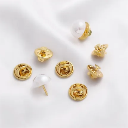 1/5Pcs/Lot 14K Gold Plated Brass Pin Back Brooch Badge Holder Base For DIY Jewellery Material Making Supplies Craft Novel Sewing